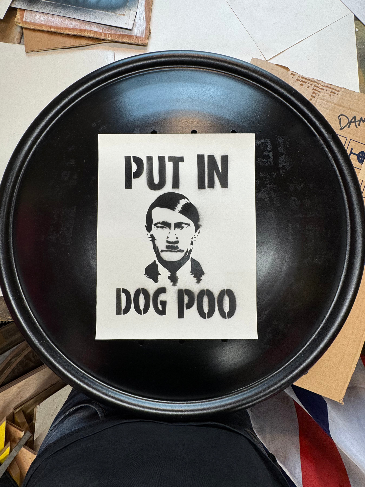 DOG SHIT DOUBLE STENCIL TRUMP PUTIN DOG POO BIN
