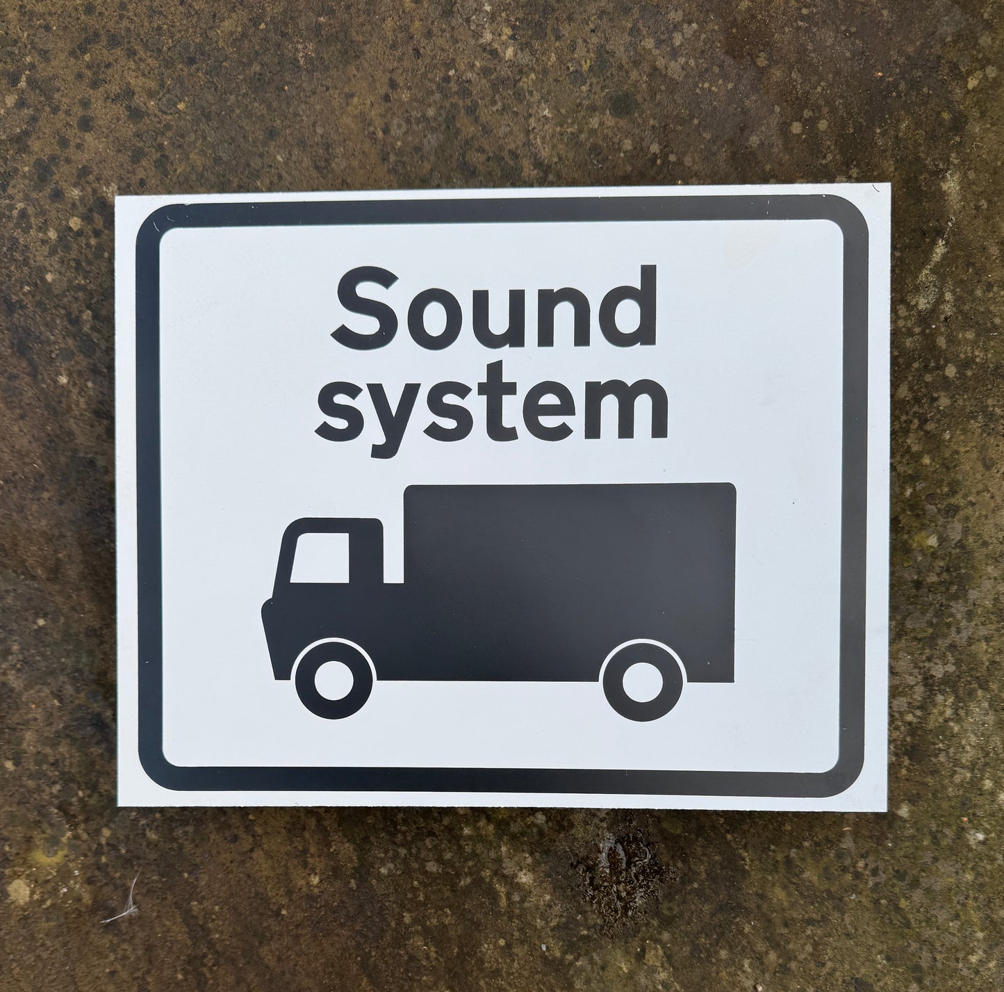 Sound System upcycled metal sign