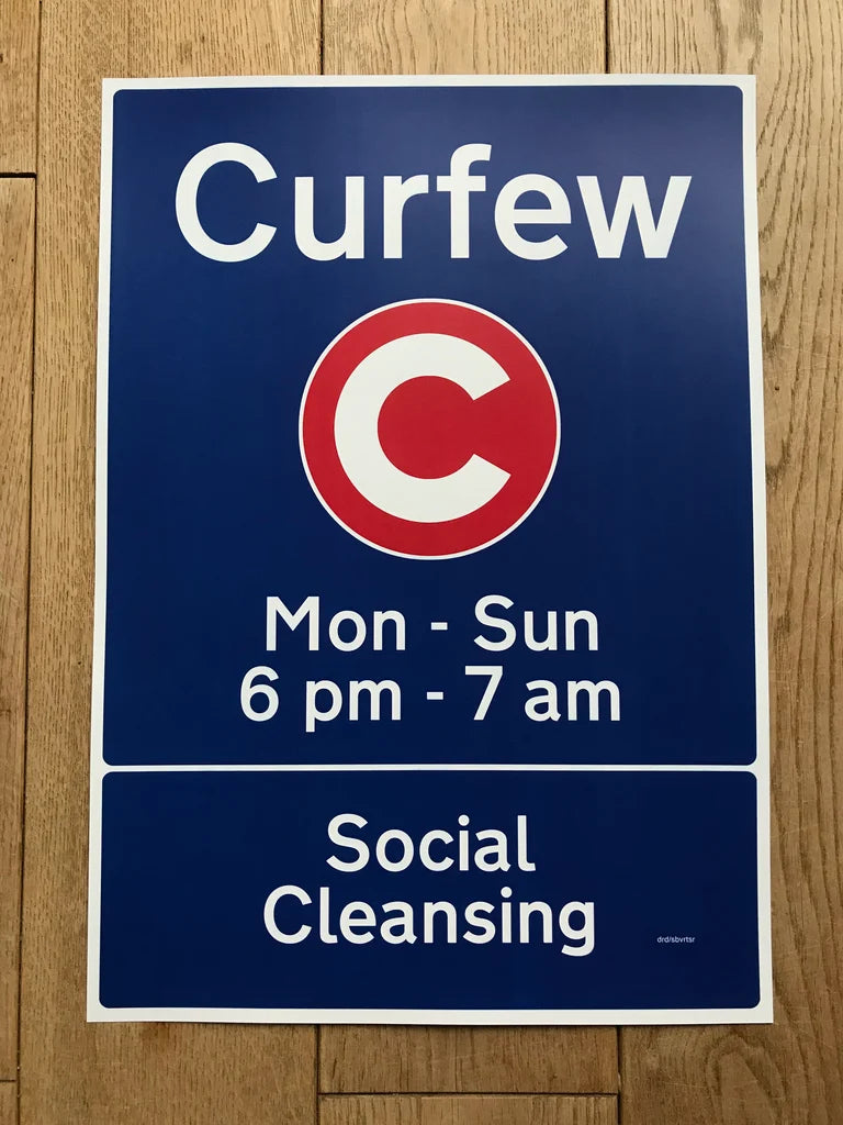 CURFEW ROAD SIGN