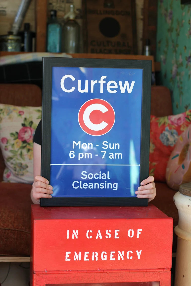 CURFEW ROAD SIGN