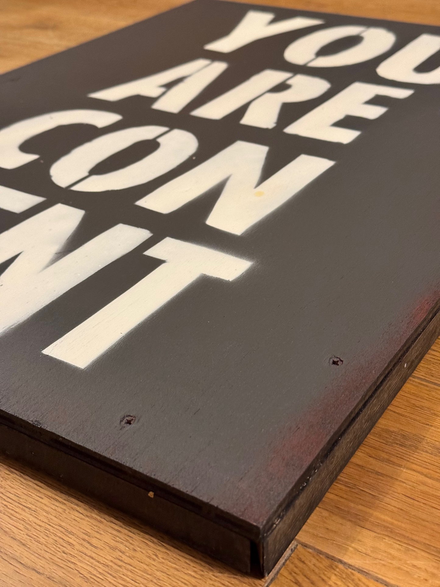 YOU ARE CONTENT STENCIL ON WOOD