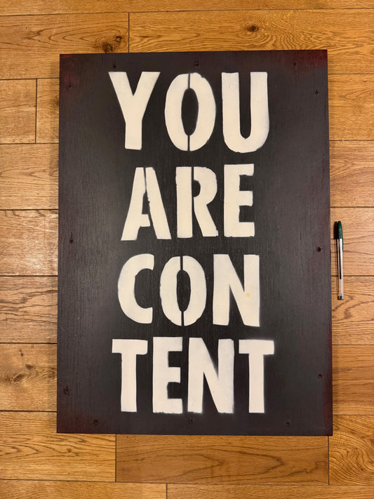 YOU ARE CONTENT STENCIL ON WOOD